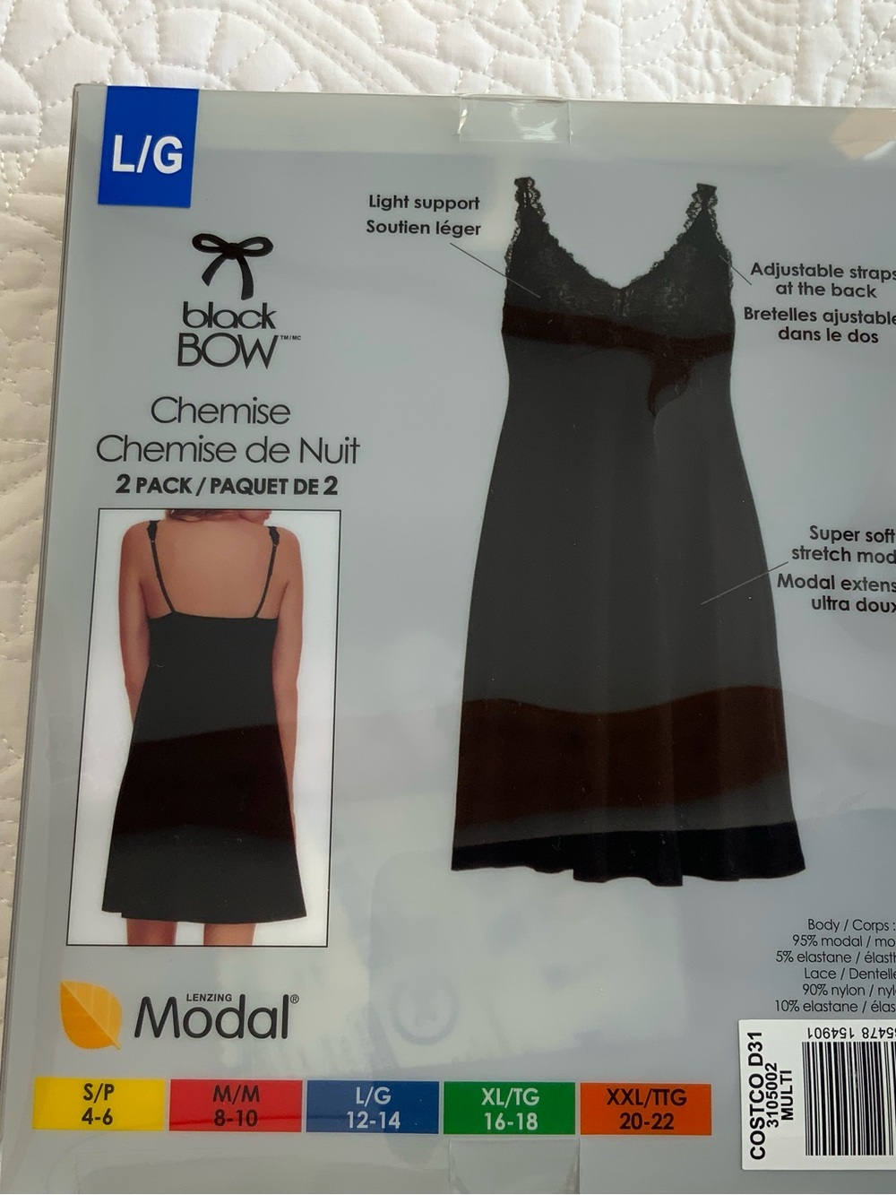 BLACK BOW Lace-Trim Black Chemise - Black and lavender